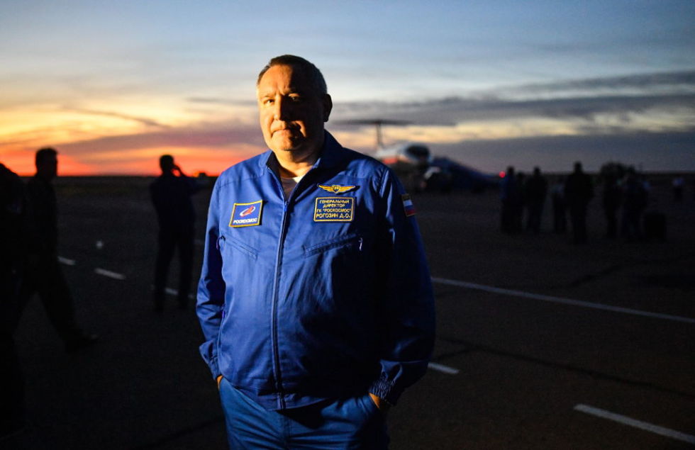 Roscosmos head Dmitry Rogozin is photographed in October 2018, after the launch failure of a Soyuz-FG rocket.