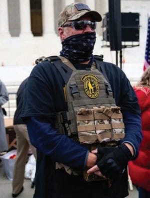 Kelly Meggs, according to the FBI, is the leader of the Oath Keepers in Florida, and was arrested and charged with participating in the Capitol riot.