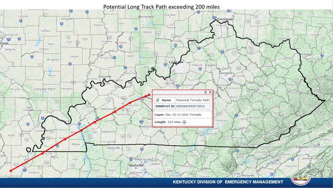 A tornado left a path of destruction 223 miles long through Missouri, Tennessee and Western Kentucky.